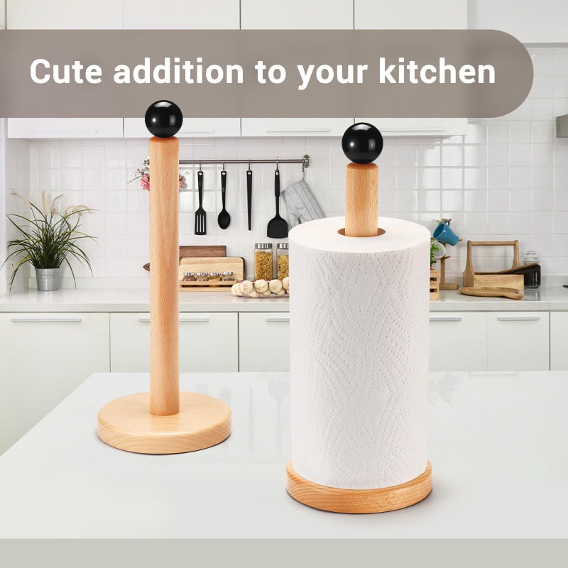 Cambiar Paper Towel Holder  Wooden Kitchen Roll Stand (Black Ball) - Image 2