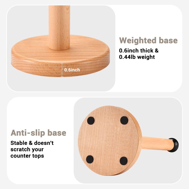 Cambiar Paper Towel Holder  Wooden Kitchen Roll Stand (Black Ball) - Image 4
