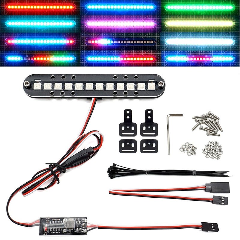 elechawk RC LED Light Bar Roof Lamp Headlight Tail Light Kit Bumper Compatible with Traxxas RC Car Truck Crawler Tamiya Losi HPI Rustler Axial Police 100mm 1 Bar - Image 2