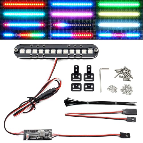 elechawk RC LED Light Bar Roof Lamp Headlight Tail Light Kit Bumper Compatible with Traxxas RC Car Truck Crawler Tamiya Losi HPI Rustler Axial Police 100mm 1 Bar - Image 1