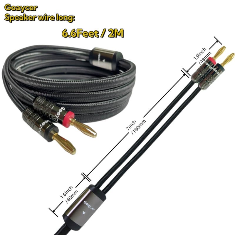 Goaycer Speaker Wire with Banana Plugs, 14AWG Speaker Cable with Gold-Plated Banana Tips,Oxygen-Free Copper (OFC), 6.6FT/2M - Image 5