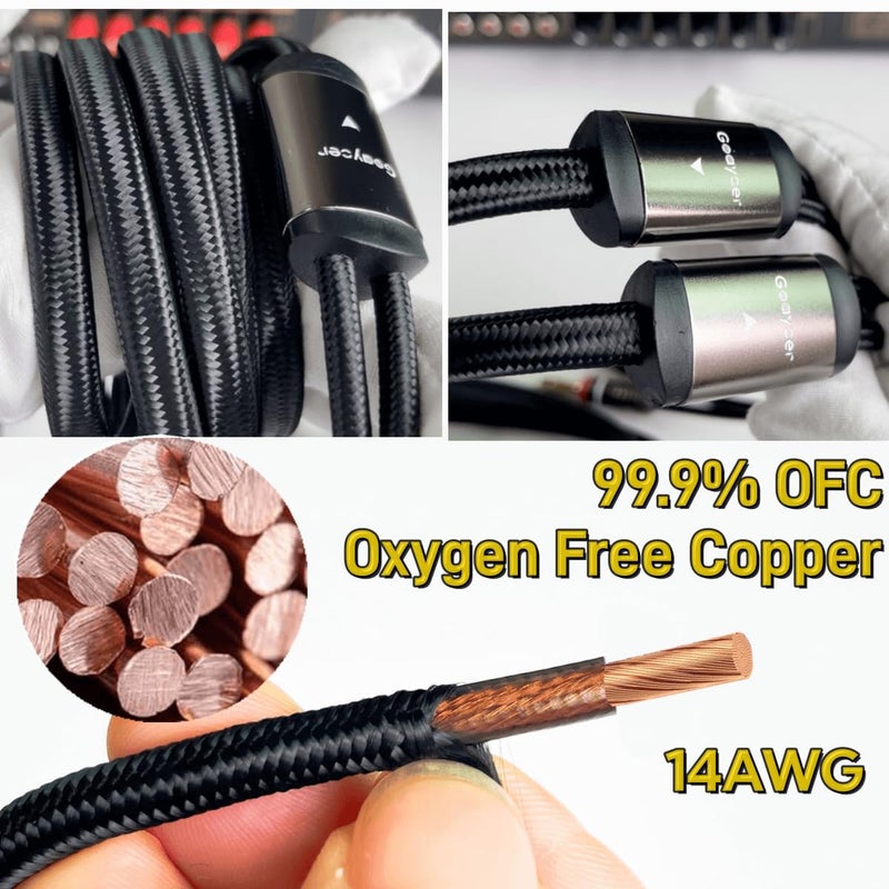 Goaycer Speaker Wire with Banana Plugs, 14AWG Speaker Cable with Gold-Plated Banana Tips,Oxygen-Free Copper (OFC), 6.6FT/2M - Image 3