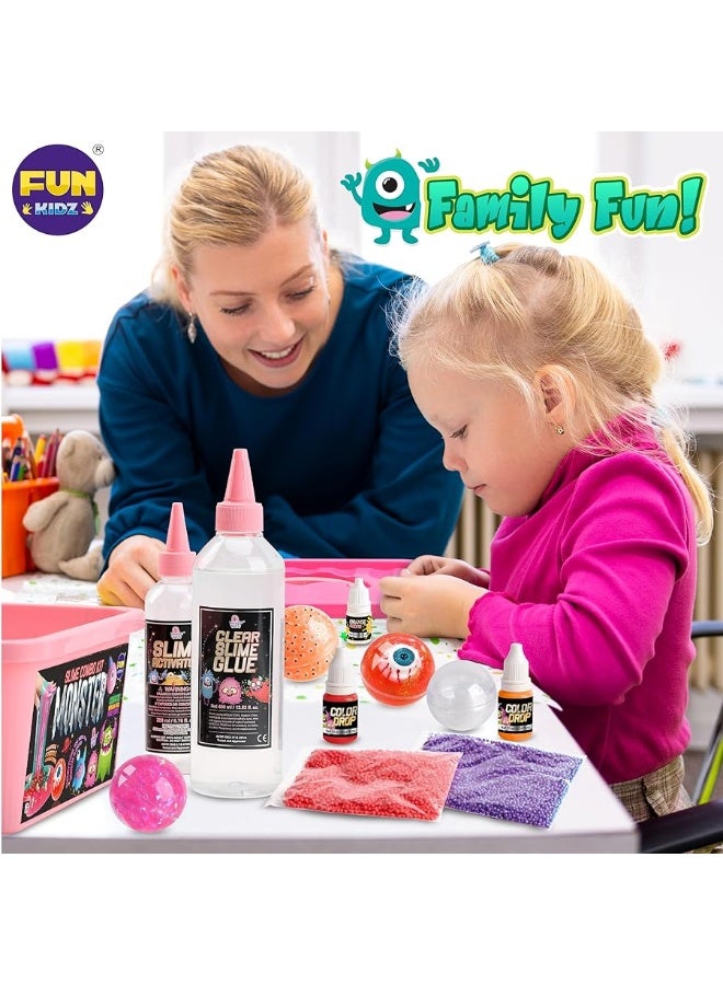 FUN KIDZ Toy Monster Slime Kit for Girls Ages 6-12, FunKidz Glow in Dark Slime Making Set for Kids Make Soft Slime Balls with Photochromic Powder Boys Ideal Party Gift - Image 3