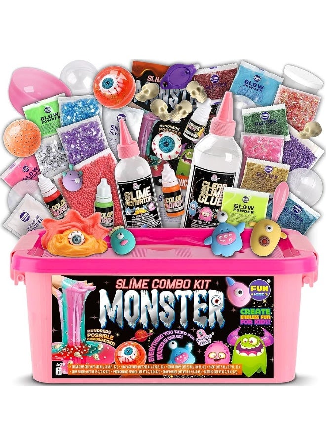FUN KIDZ Toy Monster Slime Kit for Girls Ages 6-12, FunKidz Glow in Dark Slime Making Set for Kids Make Soft Slime Balls with Photochromic Powder Boys Ideal Party Gift - Image 4