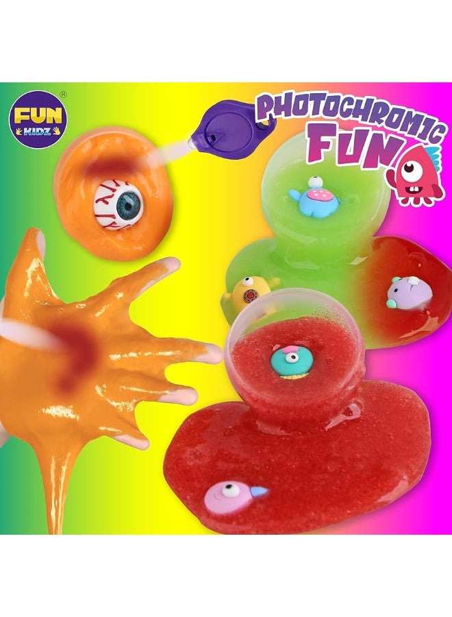 FUN KIDZ Toy Monster Slime Kit for Girls Ages 6-12, FunKidz Glow in Dark Slime Making Set for Kids Make Soft Slime Balls with Photochromic Powder Boys Ideal Party Gift - Image 1