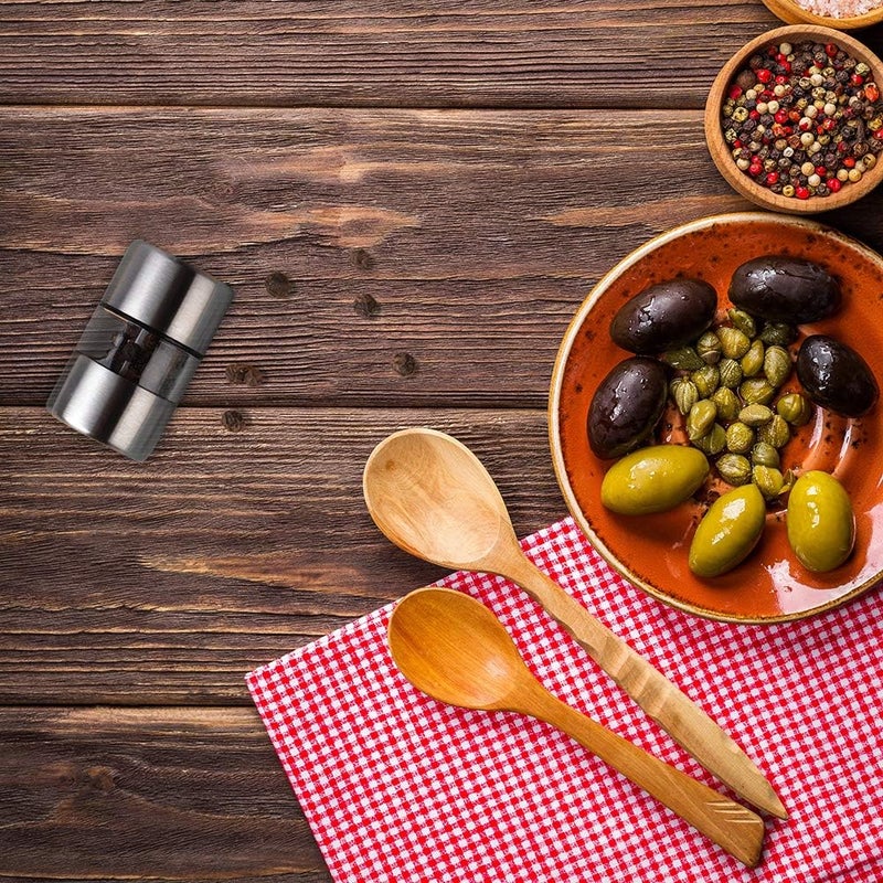 T-mark Premium Sea Salt and Pepper Grinder Set - Portable Stainless Steel Shakers (2-Pack) - Image 4