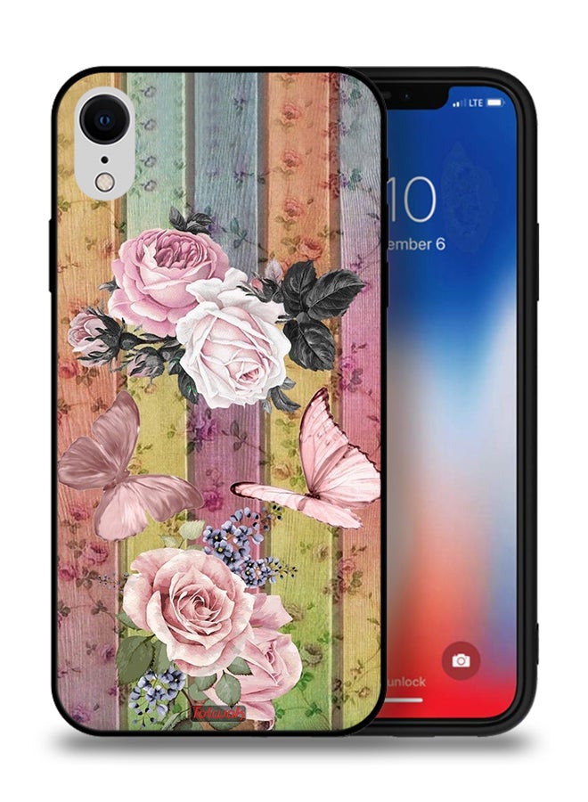 Tolwak Apple iPhone XR Protective Case Peach Butterflies And Roses - Image 1