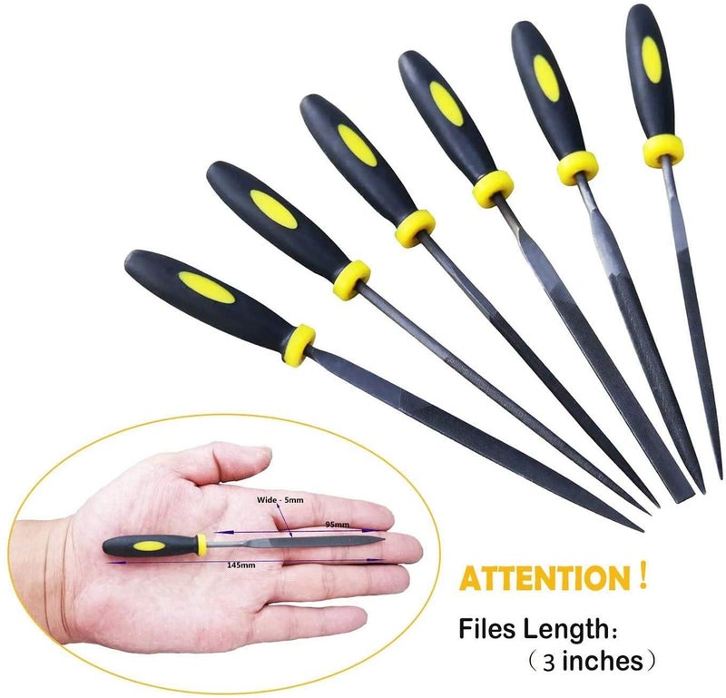 Inditrust مجموعة 6 قطع من ملفات الإبرة مع مقبض للمعادن والزجاج والحجر والمجوهرات ونحت الخشب والحرف اليدوية وغيرها - Image 2