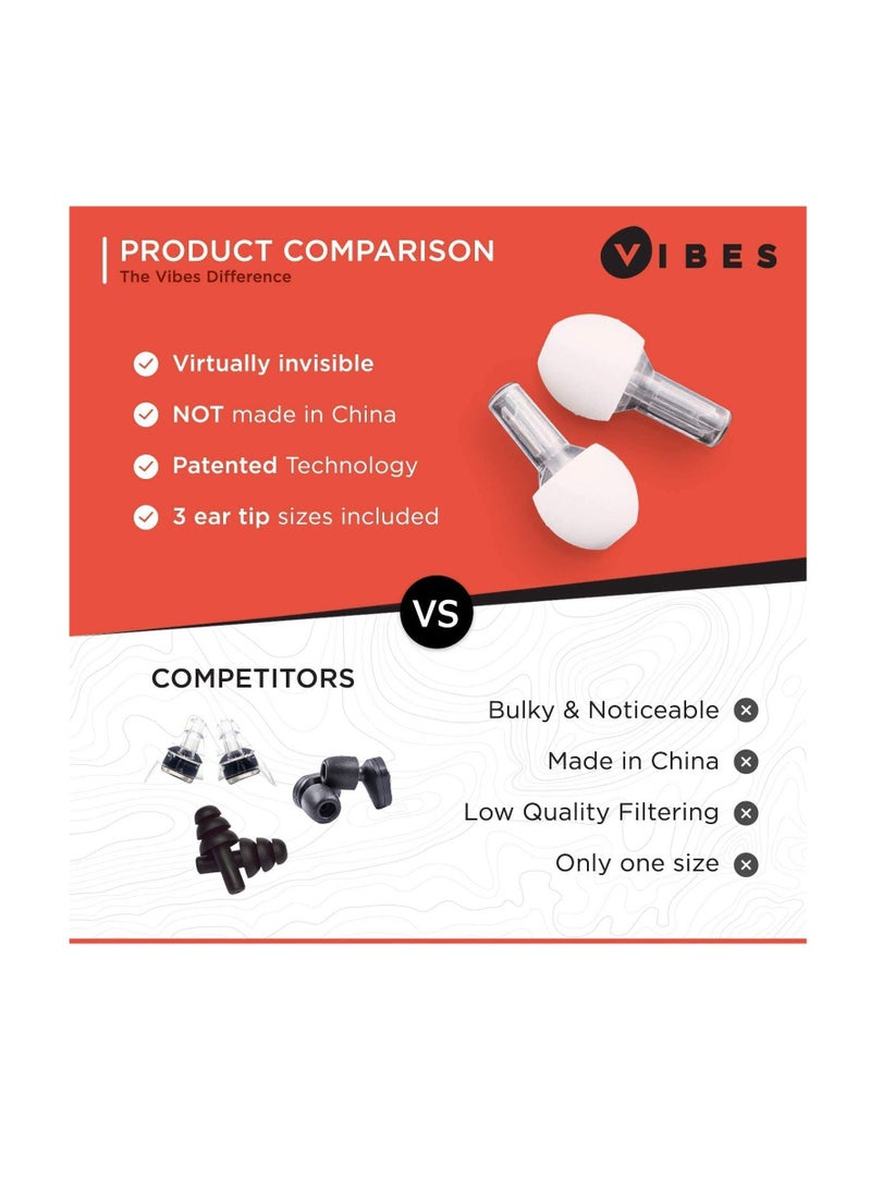 Vibes - Vibes Acoustic Filter Ear Plugs - High Fidelity Decibel Reducing EarPlugs for Music Concerts, Festivals, Motorcycling - Hearing Protection for Tinnitus & Autism Sensory Processing Disorders - Image 1