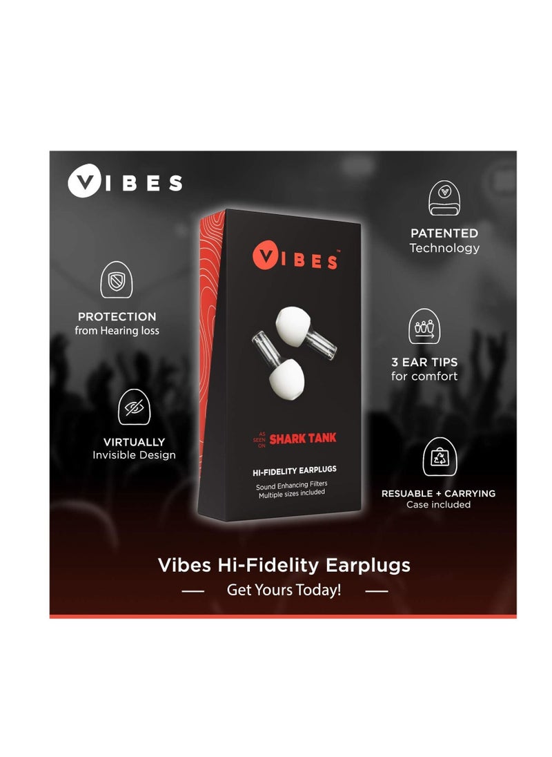 Vibes - Vibes Acoustic Filter Ear Plugs - High Fidelity Decibel Reducing EarPlugs for Music Concerts, Festivals, Motorcycling - Hearing Protection for Tinnitus & Autism Sensory Processing Disorders - Image 1