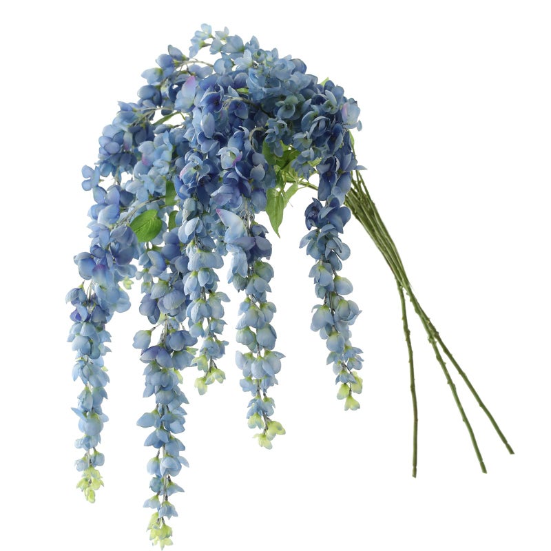 Dailisen 3 Strands 40 Silk Blue Wisteria Artificial Flowers Fake Wisteria Floral Hanging Plant Garland for Home Decor Party Floor Vase Balcony Wedding Arrangement Decoration Blue