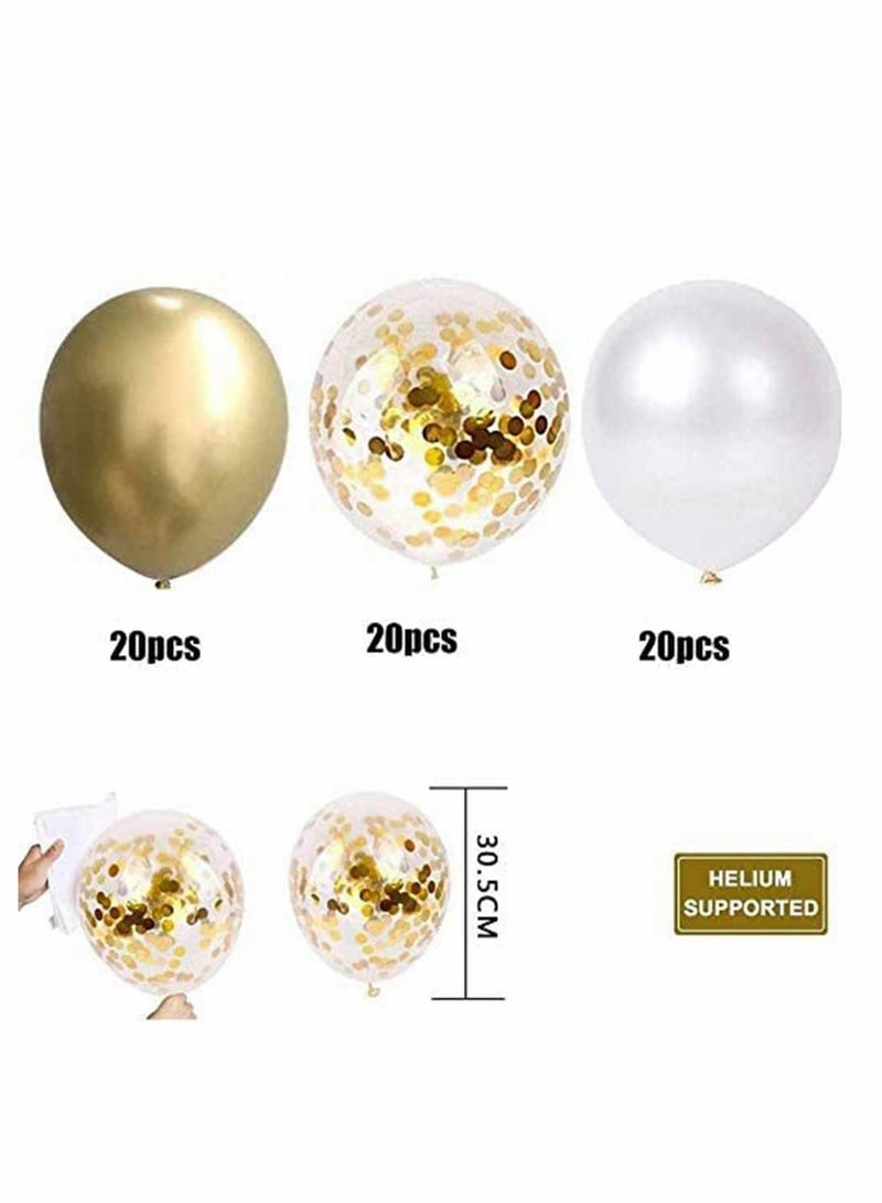 Excefore 60 Pcs Gold Metallic Balloons Set, Gold Confetti Balloons, Gold White Balloons for Wedding Birthday Graduation Bridal Shower Baby Shower Party Decoration - Image 2