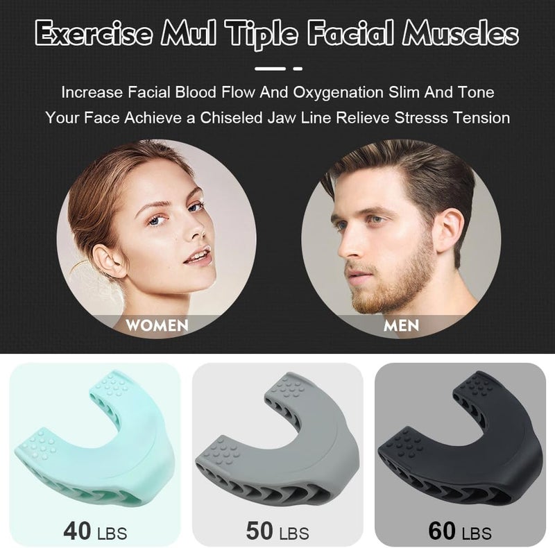 SEFLICA Premium Facial Exerciser - Jawline Exerciser for Men and Women – Tighten, Tone & Strengthen, Target your jawline, chin, lips and cheekbones - Food-grade Silicone (Black, U Shape) - Image 3