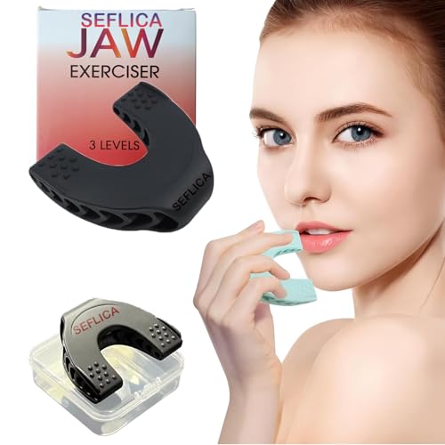 SEFLICA Premium Facial Exerciser - Jawline Exerciser for Men and Women – Tighten, Tone & Strengthen, Target your jawline, chin, lips and cheekbones - Food-grade Silicone (Black, U Shape) - Image 1