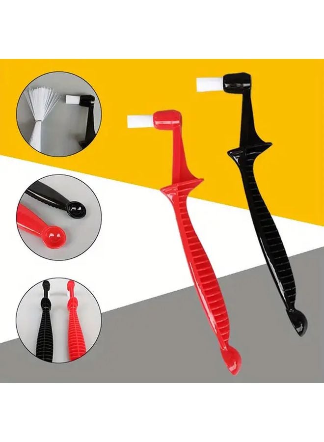 Red Coffee Machine Cleaning Brush With Long Handle And Spoon - Image 4