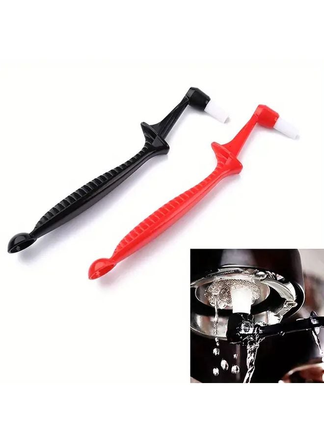 Red Coffee Machine Cleaning Brush With Long Handle And Spoon - Image 5