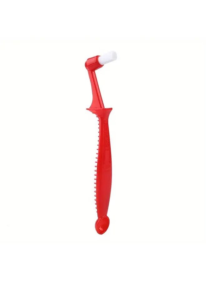 Red Coffee Machine Cleaning Brush With Long Handle And Spoon - Image 1