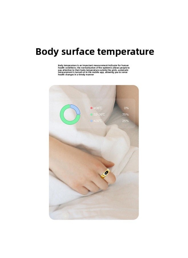 Generic [QRING] Smart Ring R08 Smart Ring Body Surface Temperature Information Reminder Smart Touch-Color:Gold With Charging Compartment (no. 7 17.5mm)  - Image 4