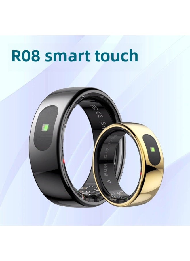 Generic [QRING] Smart Ring R08 Smart Ring Body Surface Temperature Information Reminder Smart Touch-Color:Gold With Charging Compartment (no. 7 17.5mm)  - Image 2