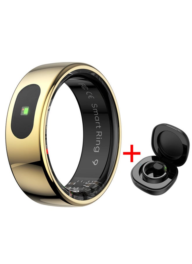 Generic [QRING] Smart Ring R08 Smart Ring Body Surface Temperature Information Reminder Smart Touch-Color:Gold With Charging Compartment (no. 7 17.5mm)  - Image 1