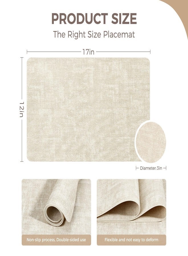 NCUE Vinyl Placemats Set of 4, Faux Leather Waterproof and Heat Resistant Place Mats, Washable Anti-Slip Table Mats with Coaster, Wipeable Placemats for Indoor & Outdoor 17" x 12" (Beige, Set of 4) - Image 4