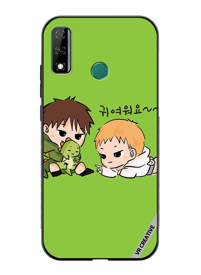 VR CREATIVE Protective Case Cover For Huawei Y8s Two Cute Kids Playing With Dino Design Multicolour - Image 1