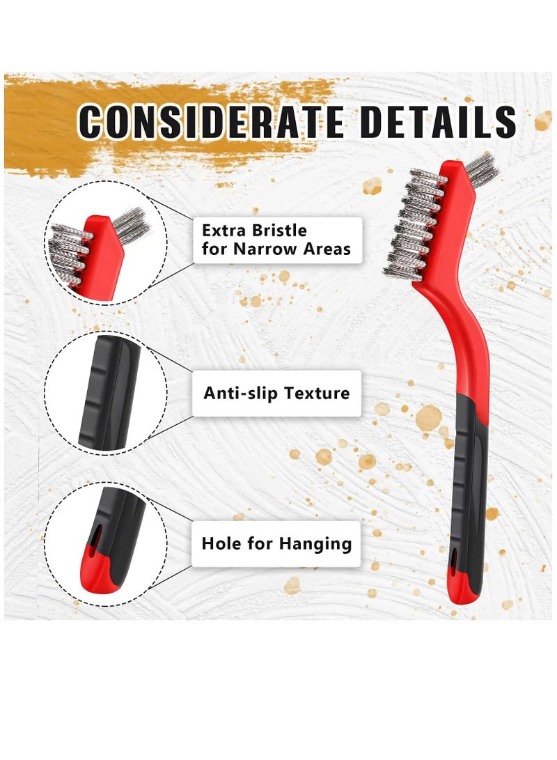 10 Pieces Wire Brush for Cleaning Welding Slag Rust,Brass/Stainless Steel/Nylon Wire Brushes , Extra Bristles for Narrow Areas, Heavy Duty Mini Crimped Scratch Brush, Cleaning Grill Welding Slag Rust - Image 5