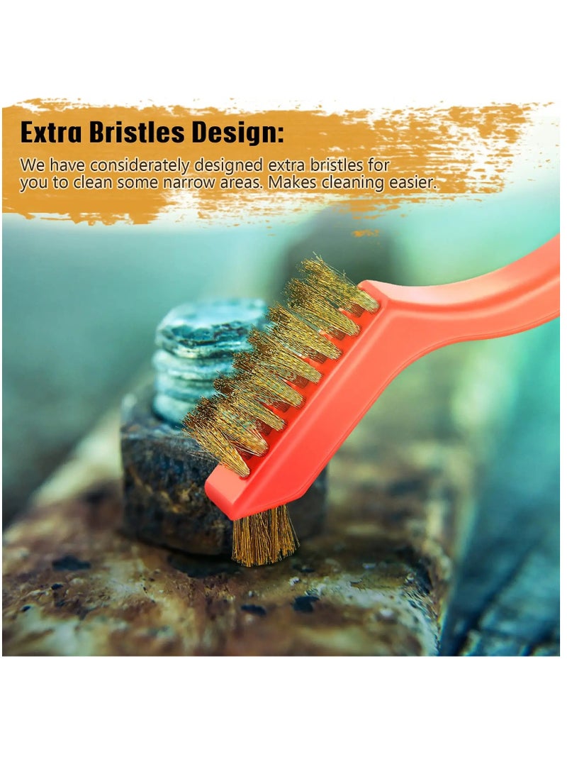 10 Pieces Wire Brush for Cleaning Welding Slag Rust,Brass/Stainless Steel/Nylon Wire Brushes , Extra Bristles for Narrow Areas, Heavy Duty Mini Crimped Scratch Brush, Cleaning Grill Welding Slag Rust - Image 3