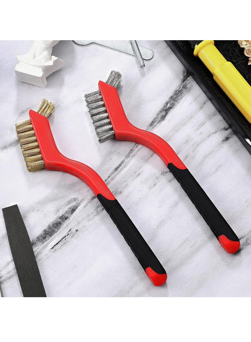10 Pieces Wire Brush for Cleaning Welding Slag Rust,Brass/Stainless Steel/Nylon Wire Brushes , Extra Bristles for Narrow Areas, Heavy Duty Mini Crimped Scratch Brush, Cleaning Grill Welding Slag Rust - Image 1