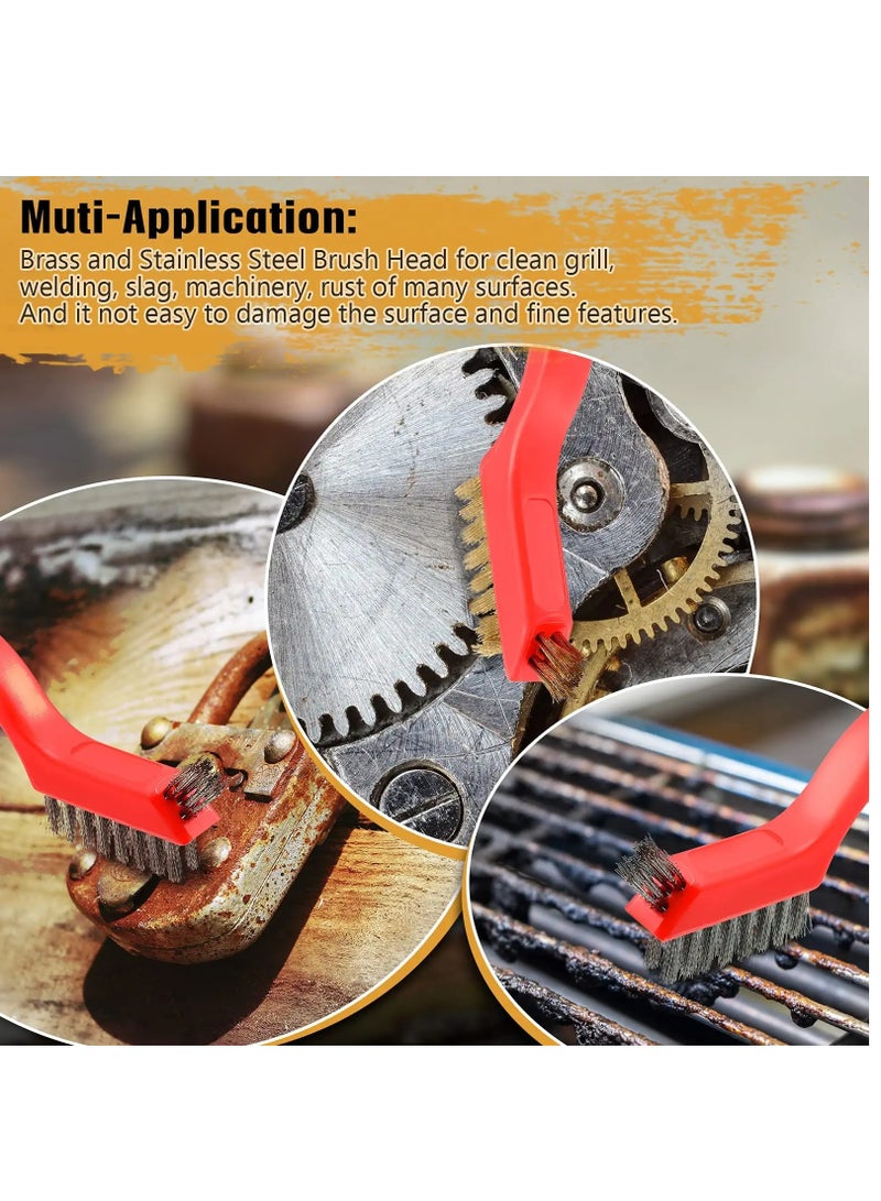 10 Pieces Wire Brush for Cleaning Welding Slag Rust,Brass/Stainless Steel/Nylon Wire Brushes , Extra Bristles for Narrow Areas, Heavy Duty Mini Crimped Scratch Brush, Cleaning Grill Welding Slag Rust - Image 4
