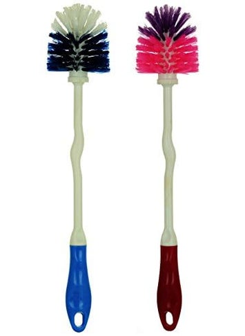 Aristo Aristo Plastic Toilet Brushes Decent Pack of 2 Mix Colour (8 cm x 8 cm x 42 cm)  - Image 3
