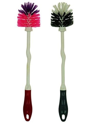 Aristo Aristo Plastic Toilet Brushes Decent Pack of 2 Mix Colour (8 cm x 8 cm x 42 cm)  - Image 1