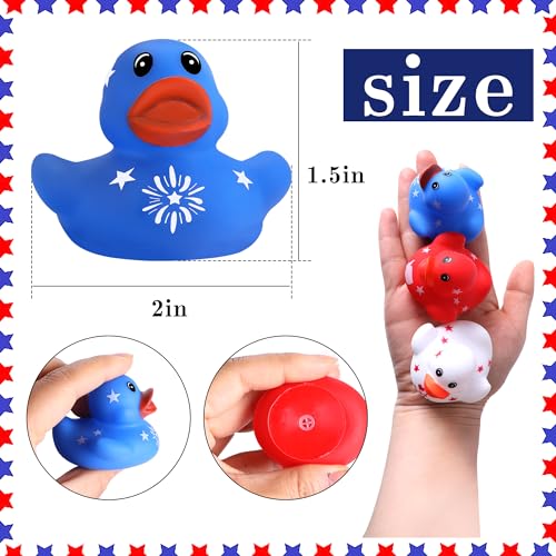 Wehhbtye 36 Pcs Patriotic Rubber Ducks 4th of July Rubber Duck2 Inch Red White Blue Star Float Ducky for Independence DayMemorial Day Baby Shower Pool Party - Image 5