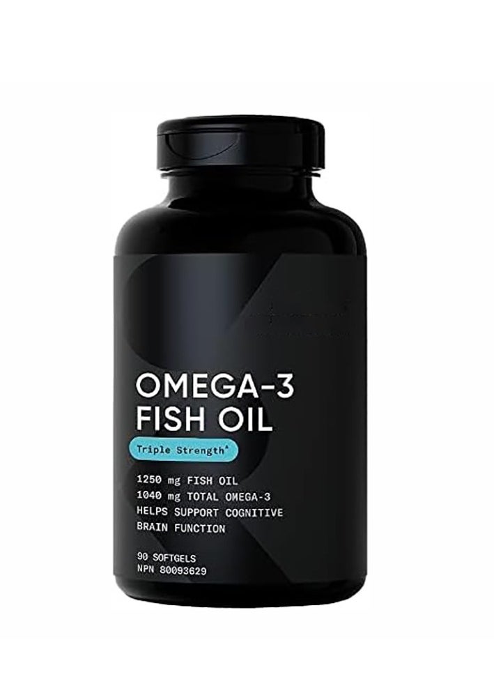 Omega - Omega-3,triple Strength, 1250 Mg, Made with ALASKAOMEGA, with Triglyceride EPA & DHA | Heart, Brain & Joint Support | IFOS 5 Star Certified, Non-GMO & Gluten Free - 90 Softgels - Image 1