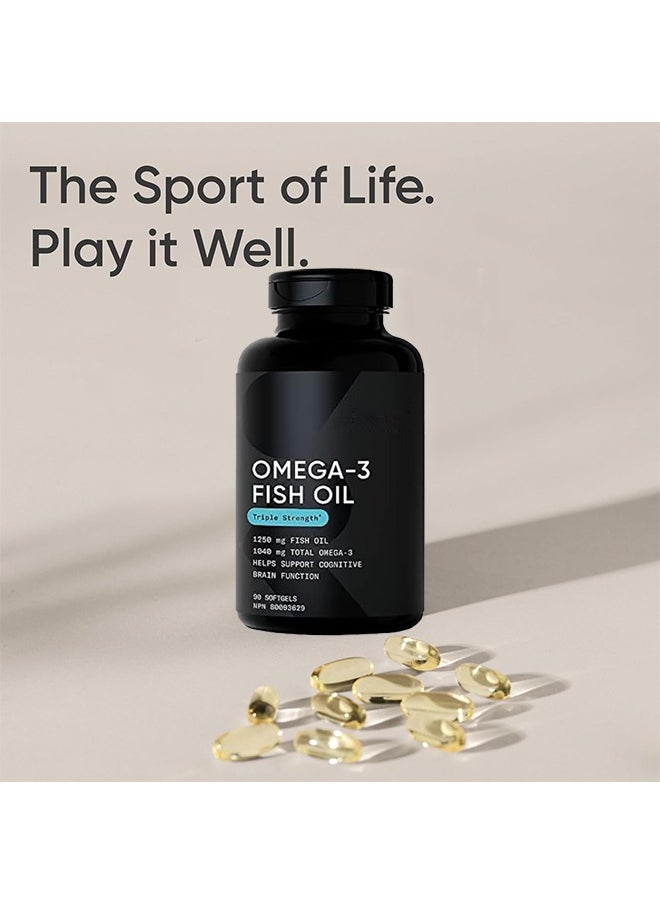 Omega - Omega-3,triple Strength, 1250 Mg, Made with ALASKAOMEGA, with Triglyceride EPA & DHA | Heart, Brain & Joint Support | IFOS 5 Star Certified, Non-GMO & Gluten Free - 90 Softgels - Image 1