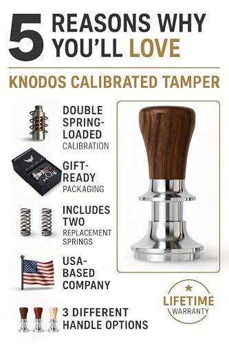 KNODOS 54mm Espresso Tamper For Breville Machines Calibrated Tamper Tool Espresso Walnut, Auto-Leveling and 30lb Spring Loaded Design Coffee Tamper With Stainless Steel Ripple Base - Image 3