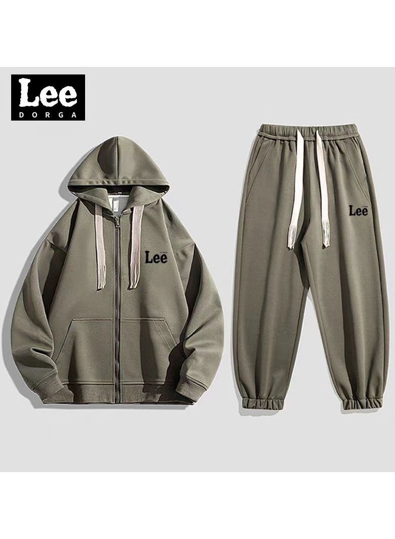 LEE Leisure Sports Suit Cardigan Hooded Sweatshirt Sweatpants Two-piece Set  - Image 1