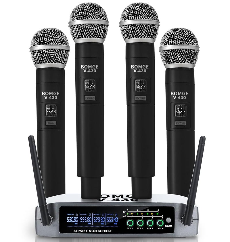 BOMGE Wireless Microphone System, BOMGE Pro 4-Channel Cordless Mic Set with Four Handheld Mics, Fixed Frequency, Long Range 200ft, Ideal for Church,Karaoke, Events (V430) - Image 1
