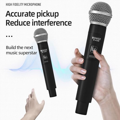 BOMGE Wireless Microphone System, BOMGE Pro 4-Channel Cordless Mic Set with Four Handheld Mics, Fixed Frequency, Long Range 200ft, Ideal for Church,Karaoke, Events (V430) - Image 3