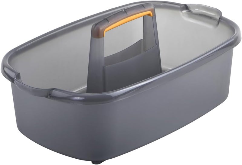 Casabella Plastic Bucket, Gray and Orange, 1.85 Gallon | Storage Caddy | With Handle | Pack of 6 - Image 1