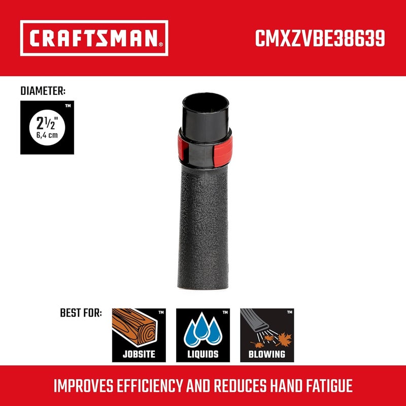 كرافتس مان مقبض أنبوب مكنسة الهواء الصناعية CMXZVBE38639 بقطر 2-1/2 بوصة، مزود بصمام تصريف للهواء الزائد. - Image 2