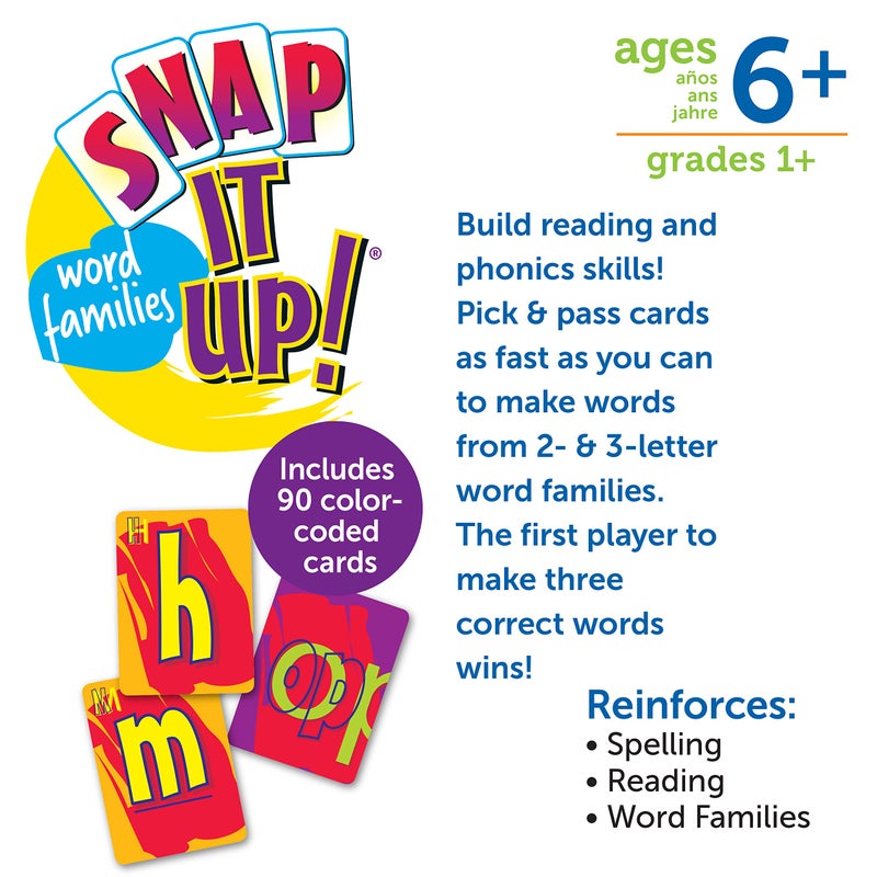 Learning Resources Learning Resources Snap It Up! Phonics & Reading Card Game, Homeschool,Reading Game, 90 Cards Included, Ages 6+ - Image 5