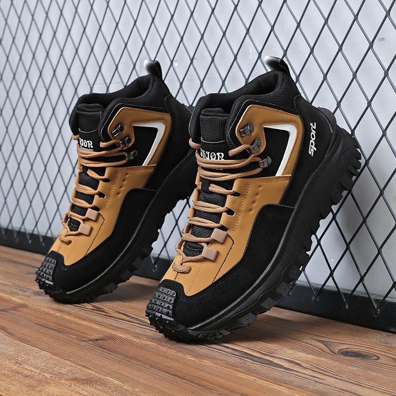 أحذية رجالية مقاس كبير تناسب جميع الاستخدامات تسلق غير قابلة للانزلاق مقاومة للاهتراء أحذية عصرية خارجية غير رسمية أحذية ربيعية كورية الطراز خريفية خفيفة سوداء