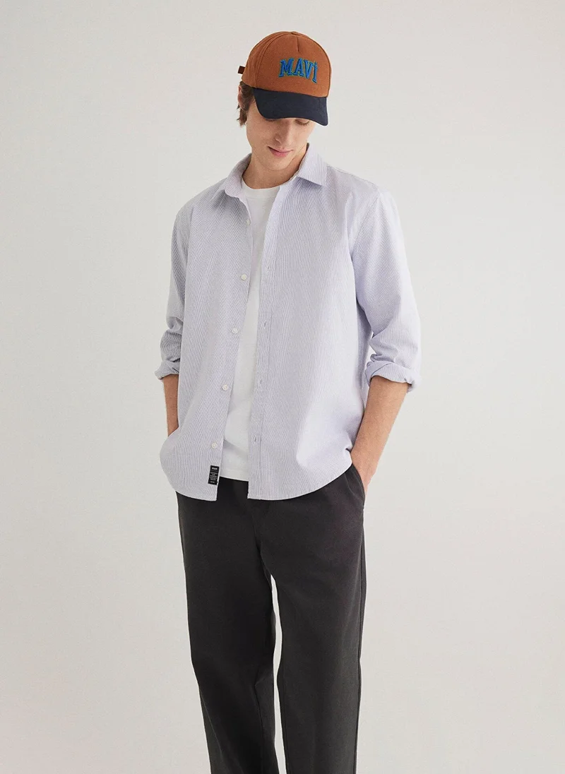 مافي Navy Striped Shirt