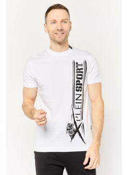 Plein Sport Men Sportswear Fit Short Sleeves Outdoor T-Shirt, White  - Image 1