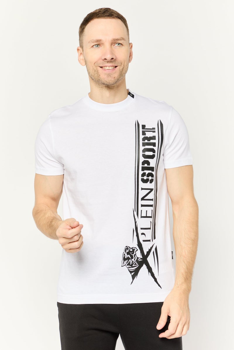 PHILIPP PLEIN Plein Sport Men Sportswear Fit Short Sleeves Outdoor T-Shirt, White - Image 1