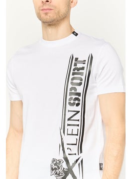 Plein Sport Men Sportswear Fit Short Sleeves Outdoor T-Shirt, White  - Image 3