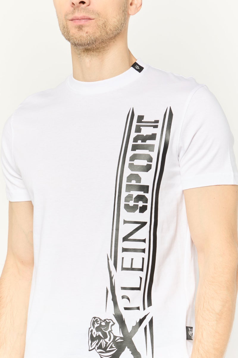 PHILIPP PLEIN Plein Sport Men Sportswear Fit Short Sleeves Outdoor T-Shirt, White - Image 3