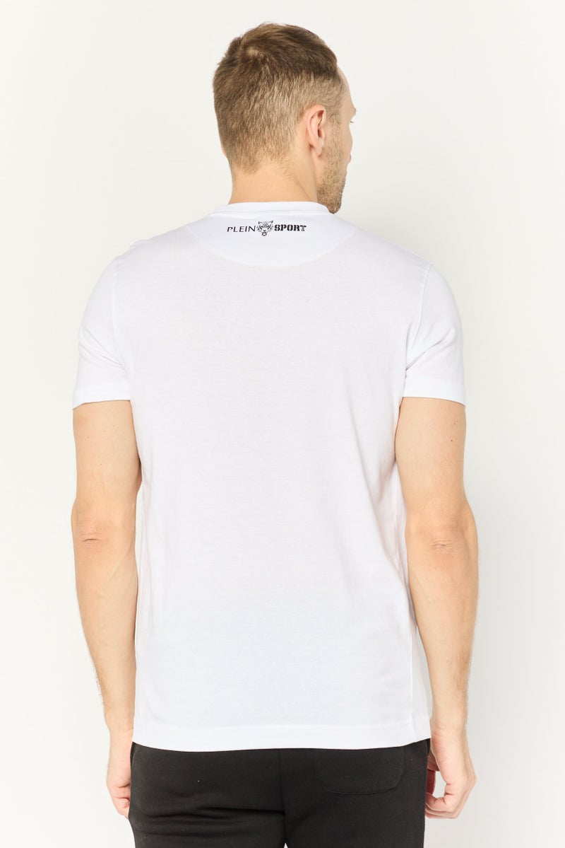 PHILIPP PLEIN Plein Sport Men Sportswear Fit Short Sleeves Outdoor T-Shirt, White - Image 4
