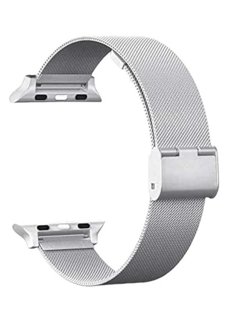 Watch Smartwatch Bands Compatible with Apple Watch Band, Stainless Steel Mesh Sport Wristband Loop Replacement Watch Strap with Adjustable Clasp for iWatch Series 8 Ultra   Silver, 49mm 